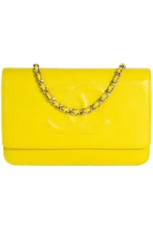 CHANEL Dames, Pre-owned, Geel, Maat: ONE Size Leer