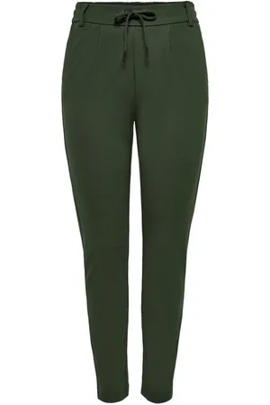 ONLY Dames, Broeken, Groen, Maat: S L32 Viscose