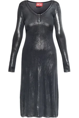 Diesel Dames, Jurken, Grijs, Maat: XS Leer