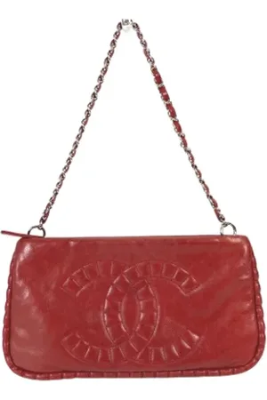 CHANEL Dames, Pre-owned, Rood, Maat: ONE Size Leer