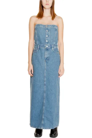 Calvin Klein Dames, Jurken, Blauw, Maat: S Katoen