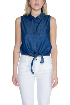 JACQUELINE DE YONG Dames, Blouses & Shirts, Blauw, Maat: M Denim