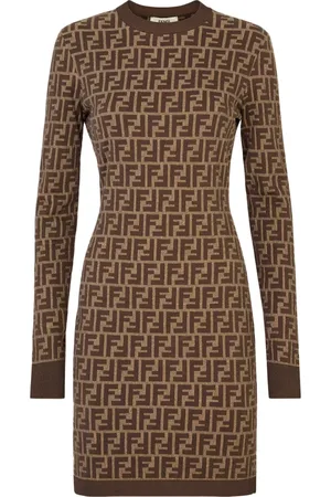 Fendi Dames, Jurken, Bruin, Maat: XS Katoen