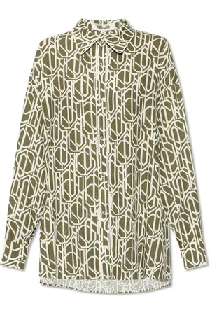 Diane von Furstenberg Dames, Blouses & Shirts, Groen, Maat: M Linnen