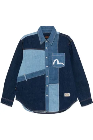Evisu Heren, Overhemden, Blauw, Maat: M Denim