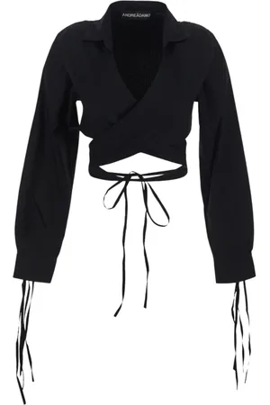 ANDREA ADAMO Dames, Blouses & Shirts, Zwart, Maat: M Katoen