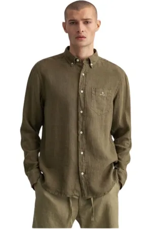 GANT Heren, Overhemden, Groen, Maat: 2XL Linnen