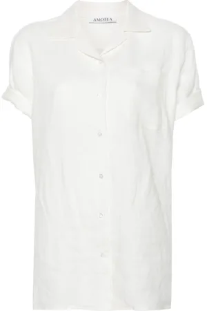 Amotea Dames, Blouses & Shirts, Wit, Maat: S Linnen