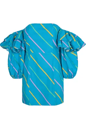 ROTATE Dames, Jurken, Blauw, Maat: S Katoen