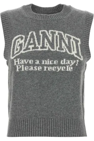 Ganni Dames, Truien, Grijs, Maat: L Wol