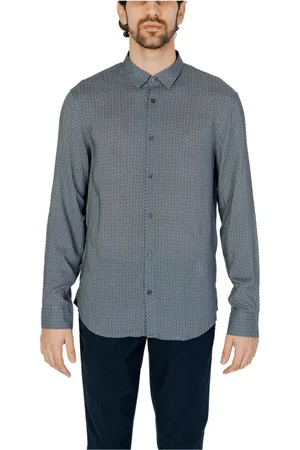 Armani Exchange Heren, Overhemden, Grijs, Maat: S Linnen