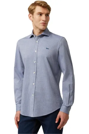 HARMONT&BLAINE Heren, Overhemden, Blauw, Maat: S Katoen