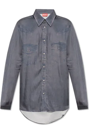 Diesel Heren, Overhemden, Blauw, Maat: S Poliester