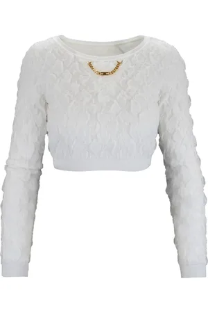 Elisabetta Franchi Dames, Truien, Wit, Maat: S Katoen