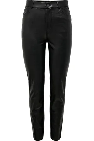 ONLY Dames, Broeken, Zwart, Maat: XS L34 Leer