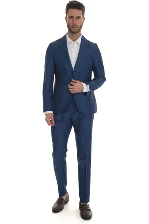 PAOLONI Heren, Pakken, Blauw, Maat: XL Linnen