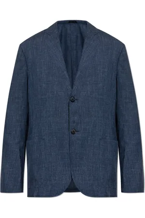 Giorgio Armani Heren, Jassen, Blauw, Maat: 2XL Linnen