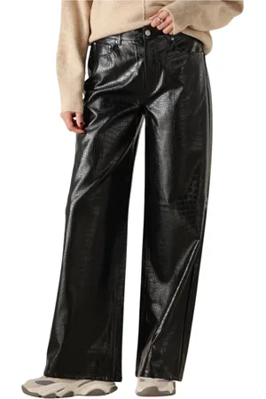 Catwalk Junkie Dames, Broeken, Zwart, Maat: M Leer