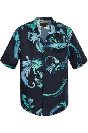 VERSACE Heren, Overhemden, Blauw, Maat: M Viscose