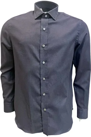 SALVATORE PICCOLO Heren, Overhemden, Blauw, Maat: M Flanel
