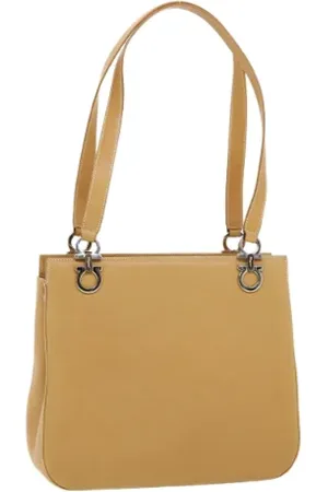 Salvatore Ferragamo Dames, Pre-owned, Geel, Maat: ONE Size Leer