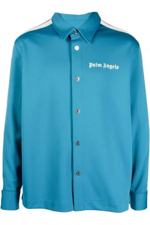 Palm Angels Heren, Overhemden, Blauw, Maat: XL Poliester