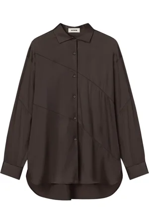 AERON Dames, Blouses & Shirts, Bruin, Maat: M Satijn