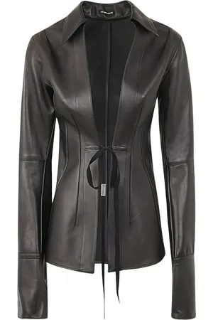 ANN DEMEULEMEESTER Dames, Blouses & Shirts, Zwart, Maat: M Leer