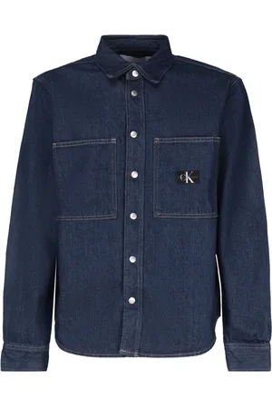 Calvin Klein Heren, Overhemden, Blauw, Maat: 2XL Katoen