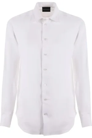 Emporio Armani Heren, Overhemden, Wit, Maat: M Linnen