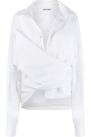Balenciaga Dames, Blouses & Shirts, Wit, Maat: S Katoen