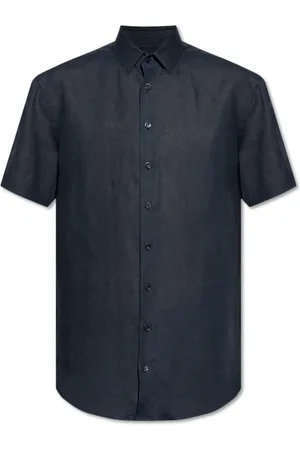 Giorgio Armani Heren, Overhemden, Blauw, Maat: 3XL Linnen