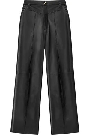 AERON Dames, Broeken, Zwart, Maat: M Leer