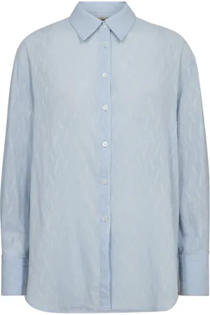 Mos Mosh Dames, Blouses & Shirts, Blauw, Maat: XS Katoen