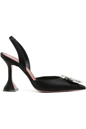 Amina Muaddi Dames, Schoenen, Zwart, Maat: 39 EU Zijde