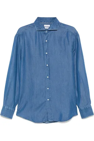 Brunello Cucinelli Heren, Overhemden, Blauw, Maat: XL Denim