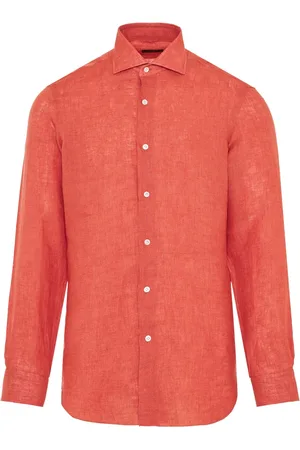 BARBA Heren, Overhemden, Oranje, Maat: 3XL Linnen