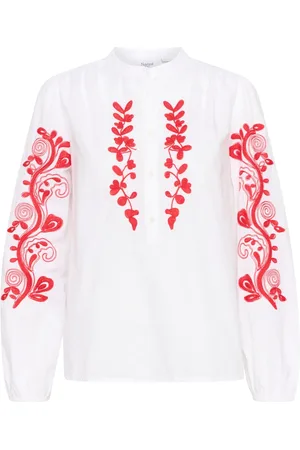Saint Tropez Dames, Blouses & Shirts, Wit, Maat: XL Katoen