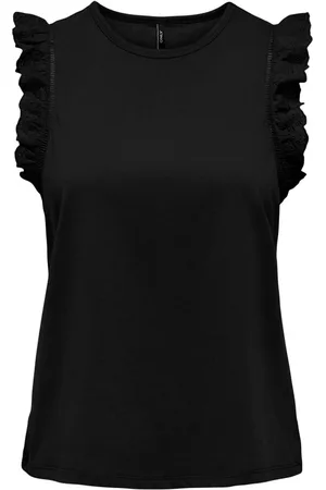 ONLY Dames, Tops, Zwart, Maat: M Katoen