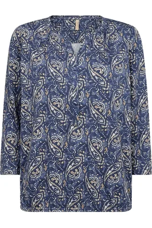 soyaconcept Dames, Tops, Blauw, Maat: S Katoen
