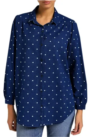Lee Dames, Blouses & Shirts, Blauw, Maat: L Katoen