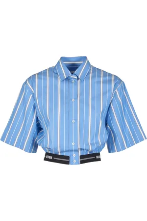 Msgm Dames, Blouses & Shirts, Blauw, Maat: XS Katoen