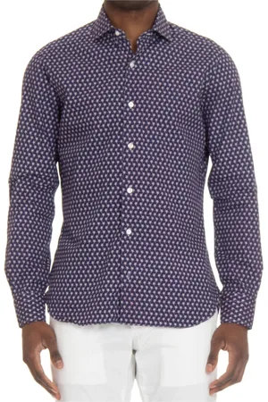 BARBA Heren, Overhemden, Blauw, Maat: L Katoen