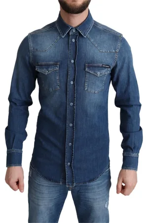 Dolce & Gabbana Heren, Overhemden, Blauw, Maat: S Denim