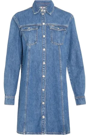 Tommy Hilfiger Dames, Jurken, Blauw, Maat: XS Denim