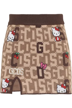 GCDS Dames, Rokken, Bruin, Maat: M Wol