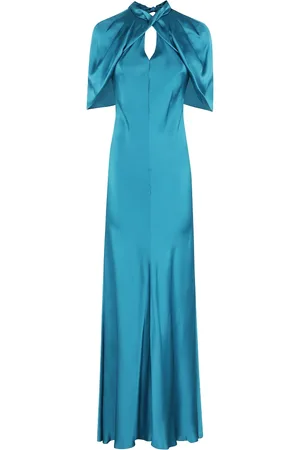 Alberta Ferretti Dames, Jurken, Blauw, Maat: S Satijn