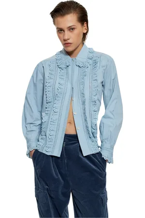 Antik Batik Dames, Blouses & Shirts, Blauw, Maat: M Katoen