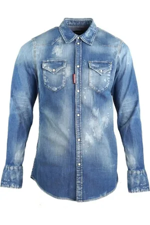 Dsquared2 Heren, Overhemden, Blauw, Maat: S Denim
