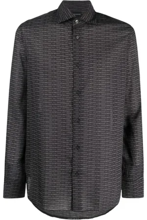 Emporio Armani Heren, Overhemden, Zwart, Maat: L